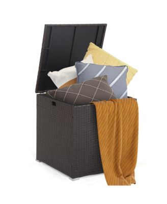 72 Gallon Patio Rattan Wicker Storage Deck Box Container with Liner Garden