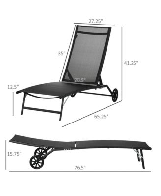 2 Piece Chaise Lounge Chair Pool Chairs with Wheels,