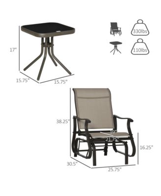 3pc Outdoor Gliding Chairs with Tea Table Set,