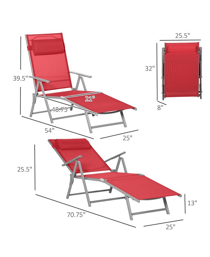 Outsunny Outdoor Folding Chaise Lounge Chair, Portable Lightweight