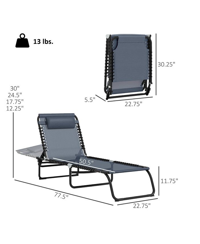 Outsunny Outdoor Folding Chaise Lounge Chair Portable Lightweight