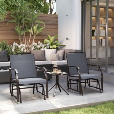 Set of 3 Rocking Glider Chair w/ Table Mesh Patio Outdoor Furniture,