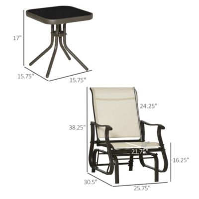 3pc Outdoor Gliding Chairs with Tea Table Set,