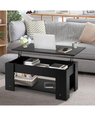 Lift Top Coffee Table Modern Accent Table w/Hidden Storage Compartment & Shelf