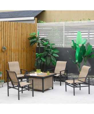 5 Piece Outdoor Dining Set, Ice Bucket Table, Rocking Chairs,