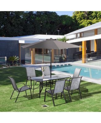 Patio Dining Set for Six, Table & Chairs w/ Umbrella,