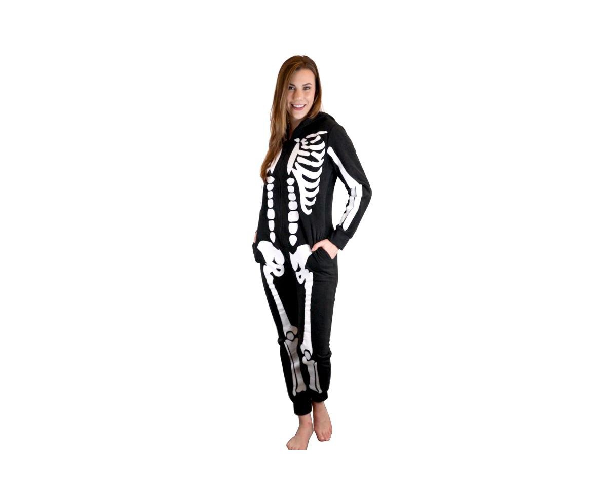 Women's Novelty Fleece Onesie - Skeleton