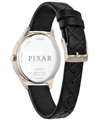 Eco-Drive Women's Pixar Ratatouille Black Quilted Leather Strap Watch 37mm