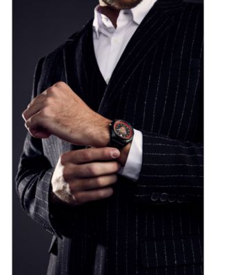 Eco-Drive Men's Marvel Tony Stark Black Leather Strap Watch 43mm