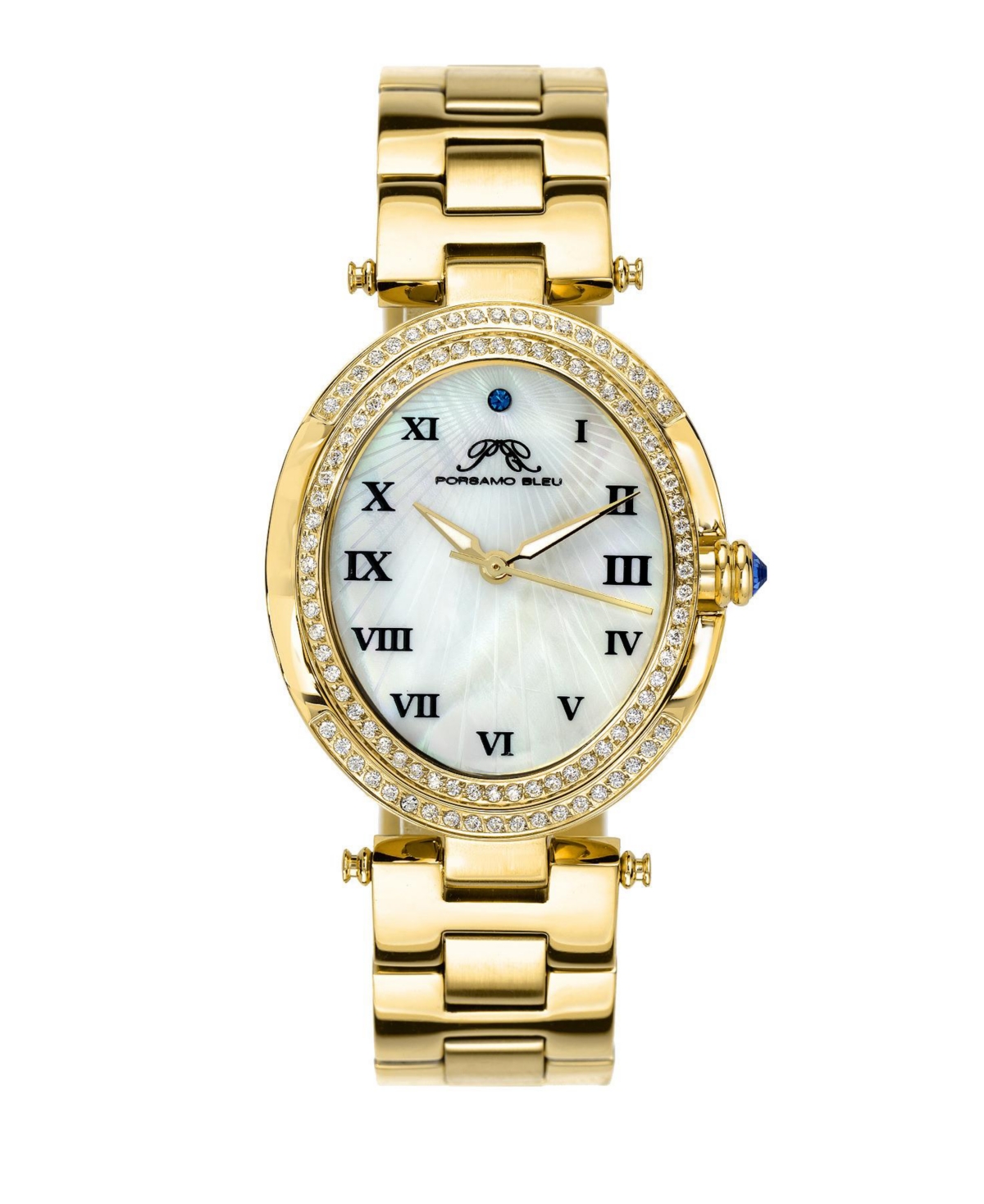 Women's South Sea Oval Crystal Stainless Steel Bracelet Watch 106BSSO - Gold
