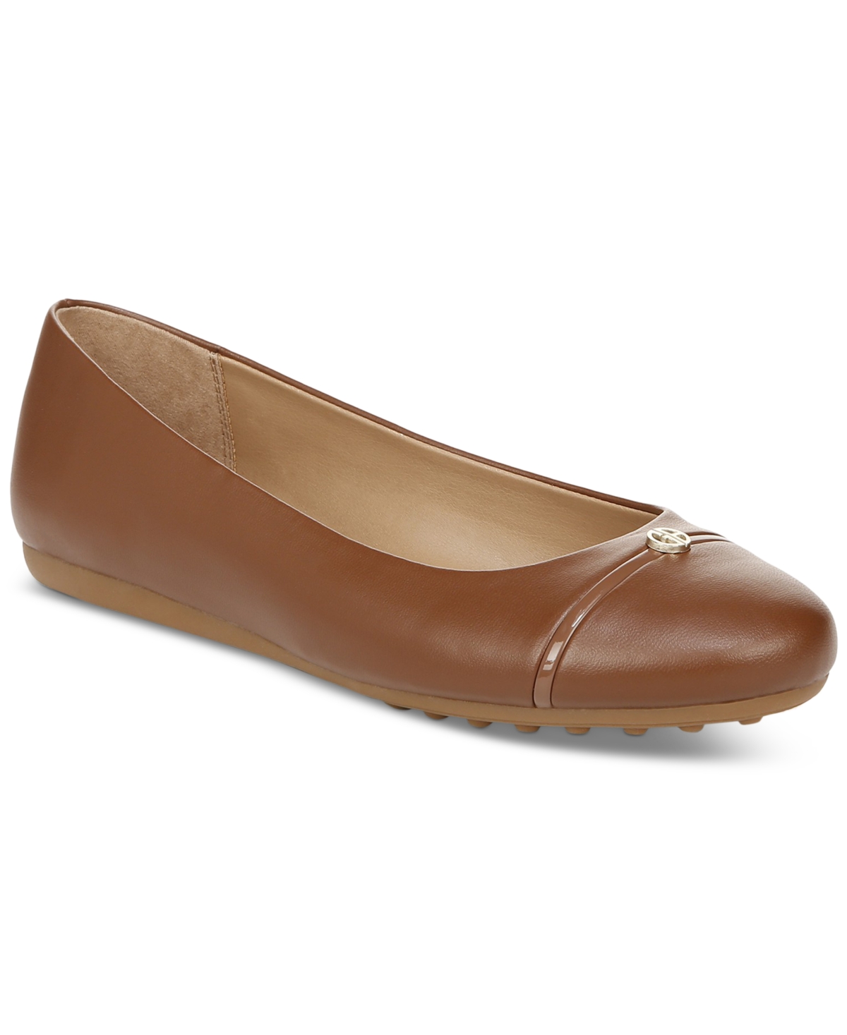 Women's Agnness Slip-On Cap-Toe Flats, Created for Macy's - Saddle Brown