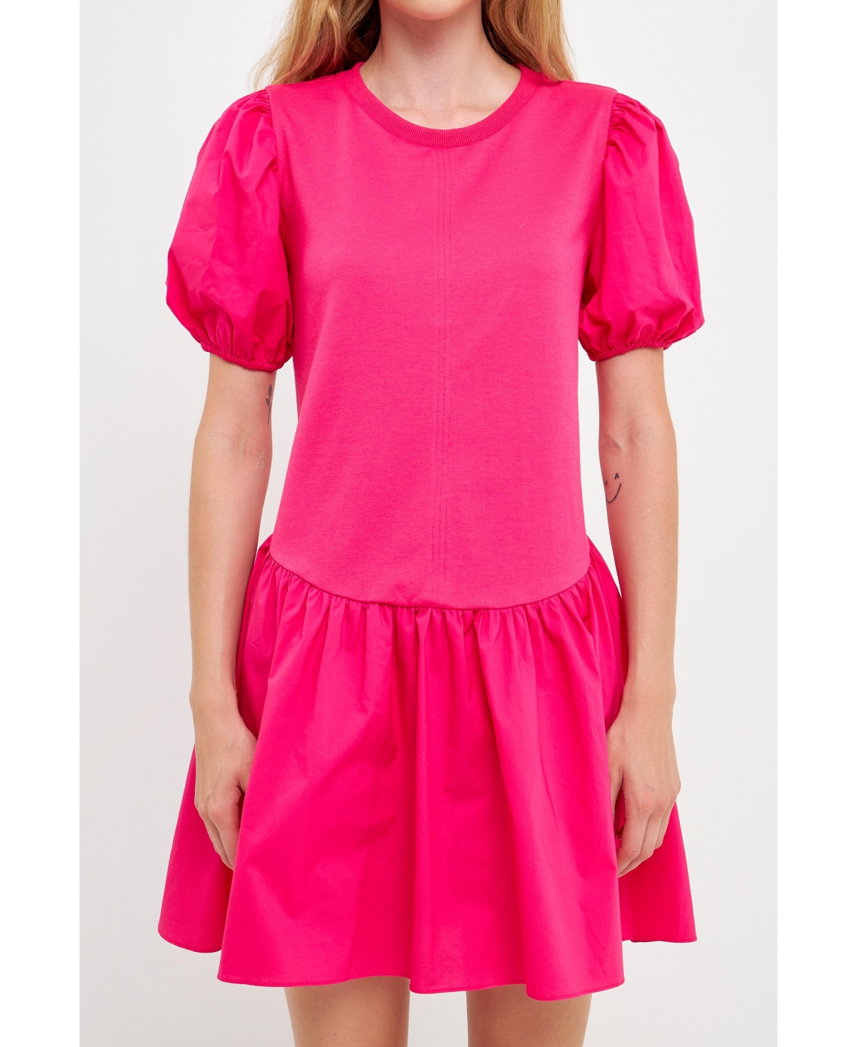 English Factory Women's Mixed Media Babydoll Dress