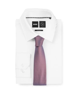 Cravate HUGO BOSS 100% Soie - Neuf Sans étiquette, Motif Rayé Fleuri, Made In Italy, Smoking/cérémonie