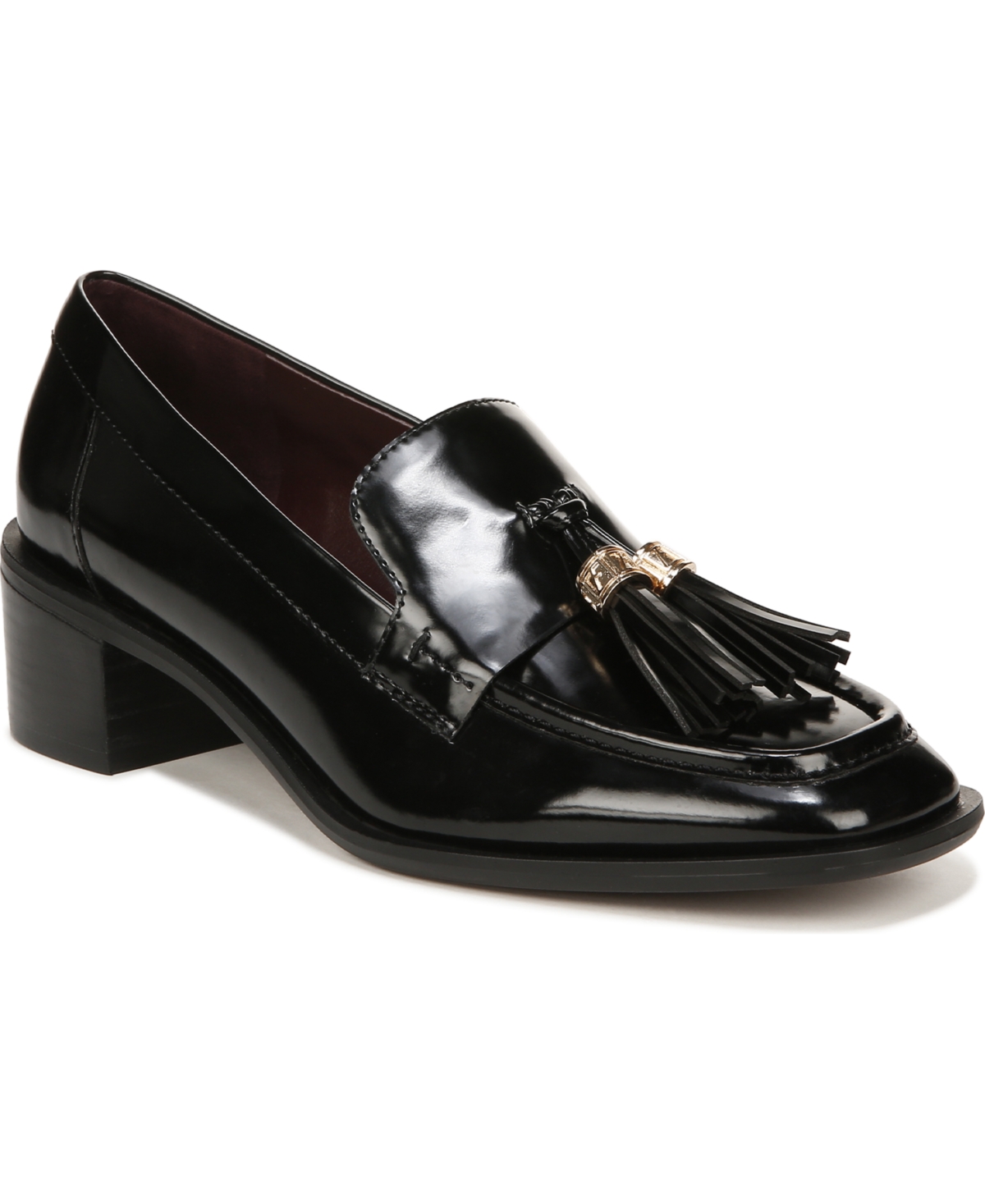 Shop Franco Sarto Women's Donna Block Heel Tassel Loafers In Black Faux Leather