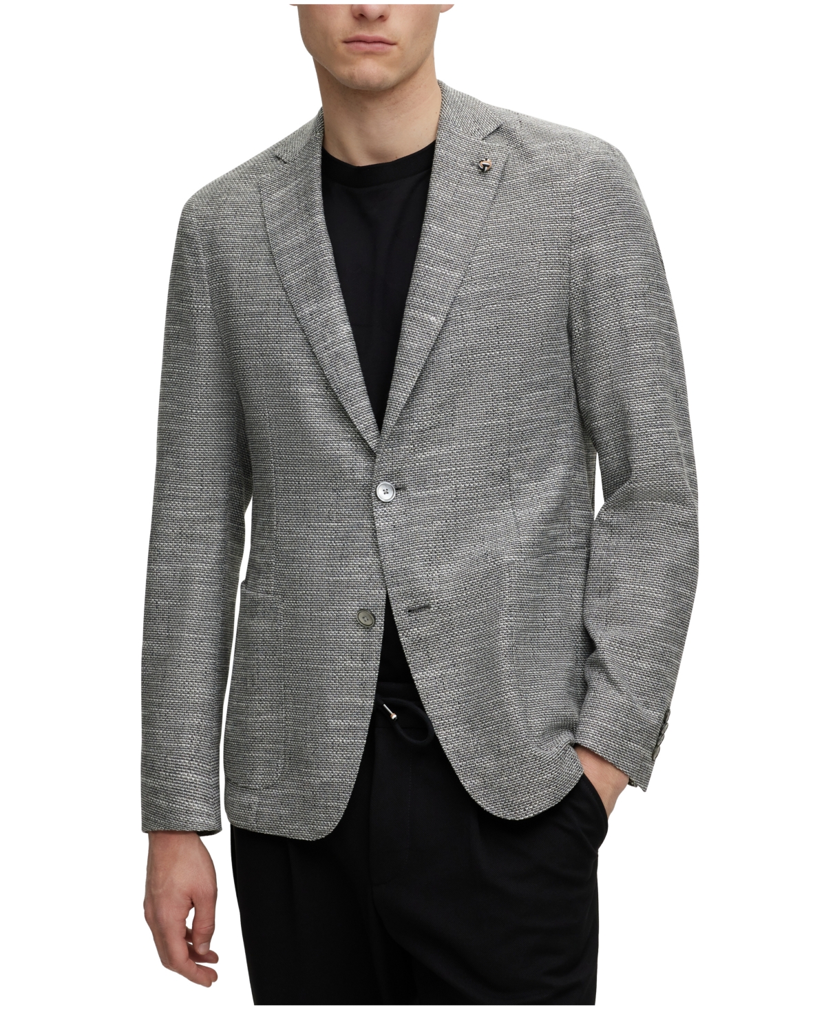 Hugo Boss Boss By  Men's Micro-pattern Slim-fit Jacket In Silver