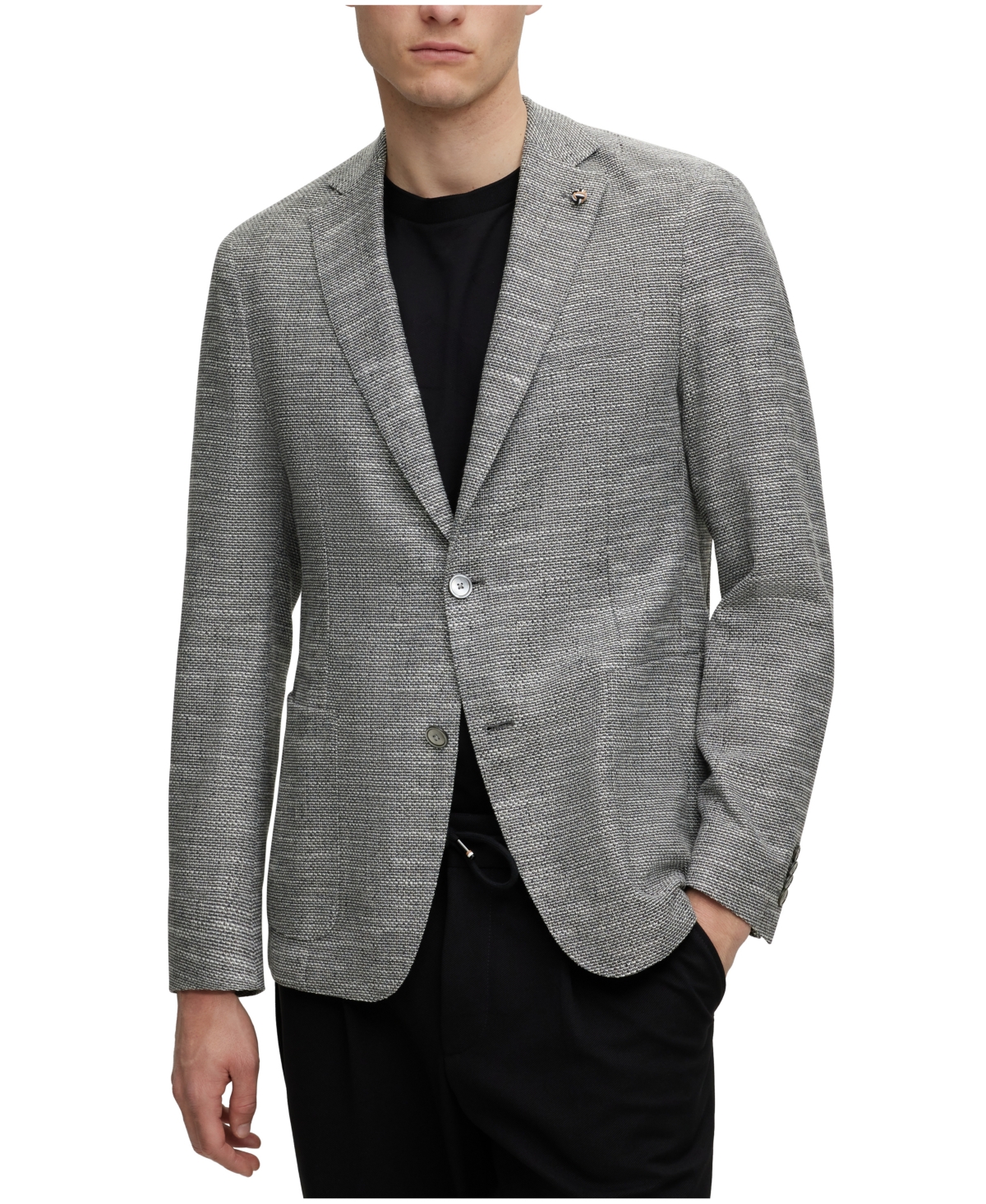 Boss By Men's Micro-pattern Slim-fit Jacket In Silver