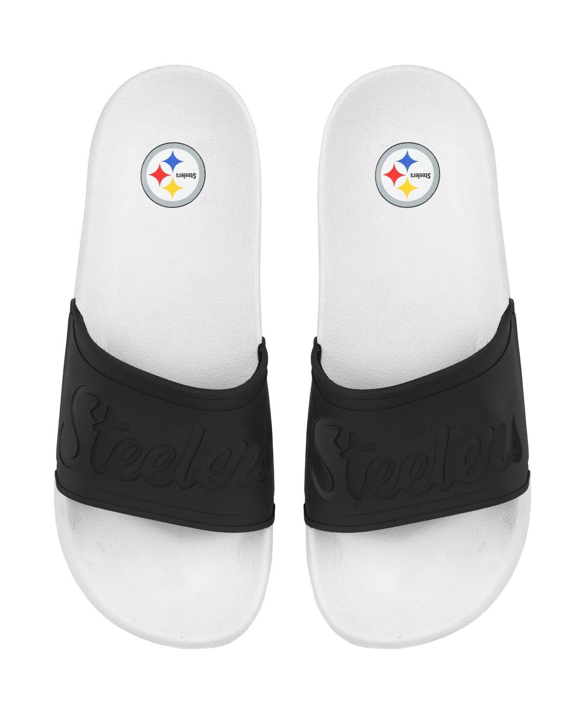 Foco Women's  Pittsburgh Steelers Script Wordmark Slide Sandals In White