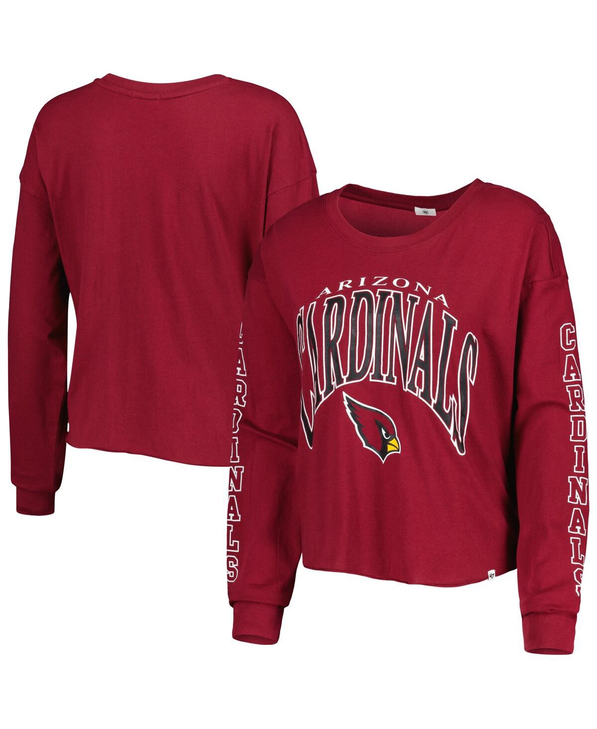 47 Brand Women's '47 Red Wisconsin Badgers Parkway Cropped Bell Long Sleeve T-shirt In Cardinal