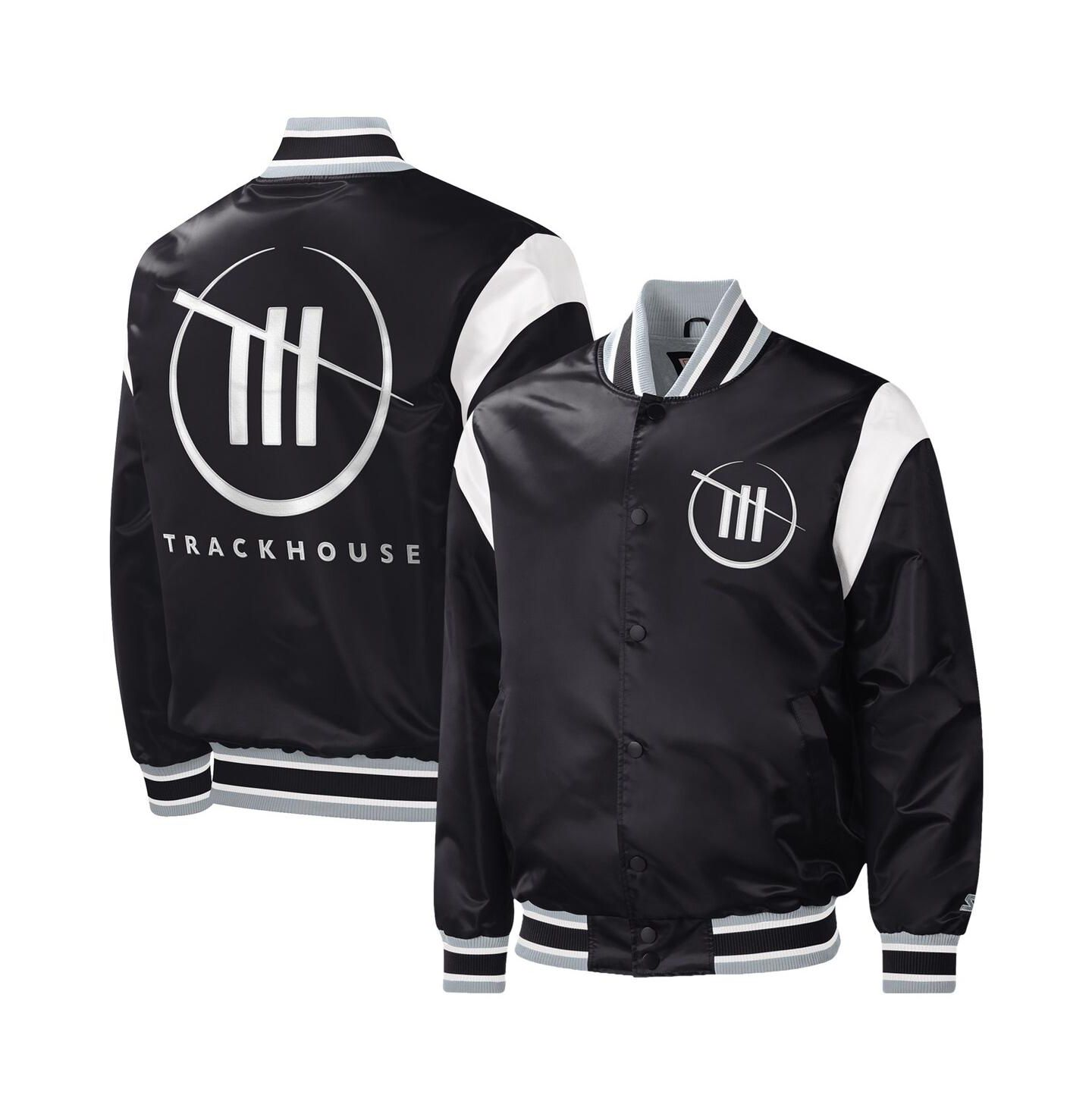 Мужская куртка Starter Black Trackhouse Racing Force Play Full-Snap Varsity — фото 1