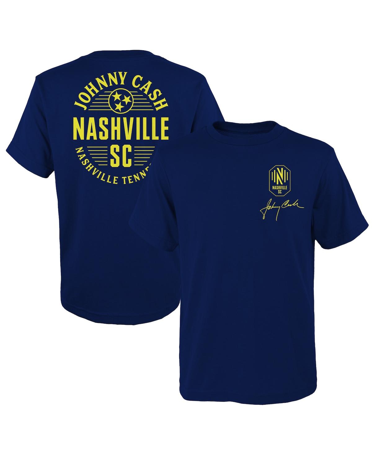 Outerstuff Kids' Big Boys Navy Nashville Sc X Johnny Cash Lines T-shirt