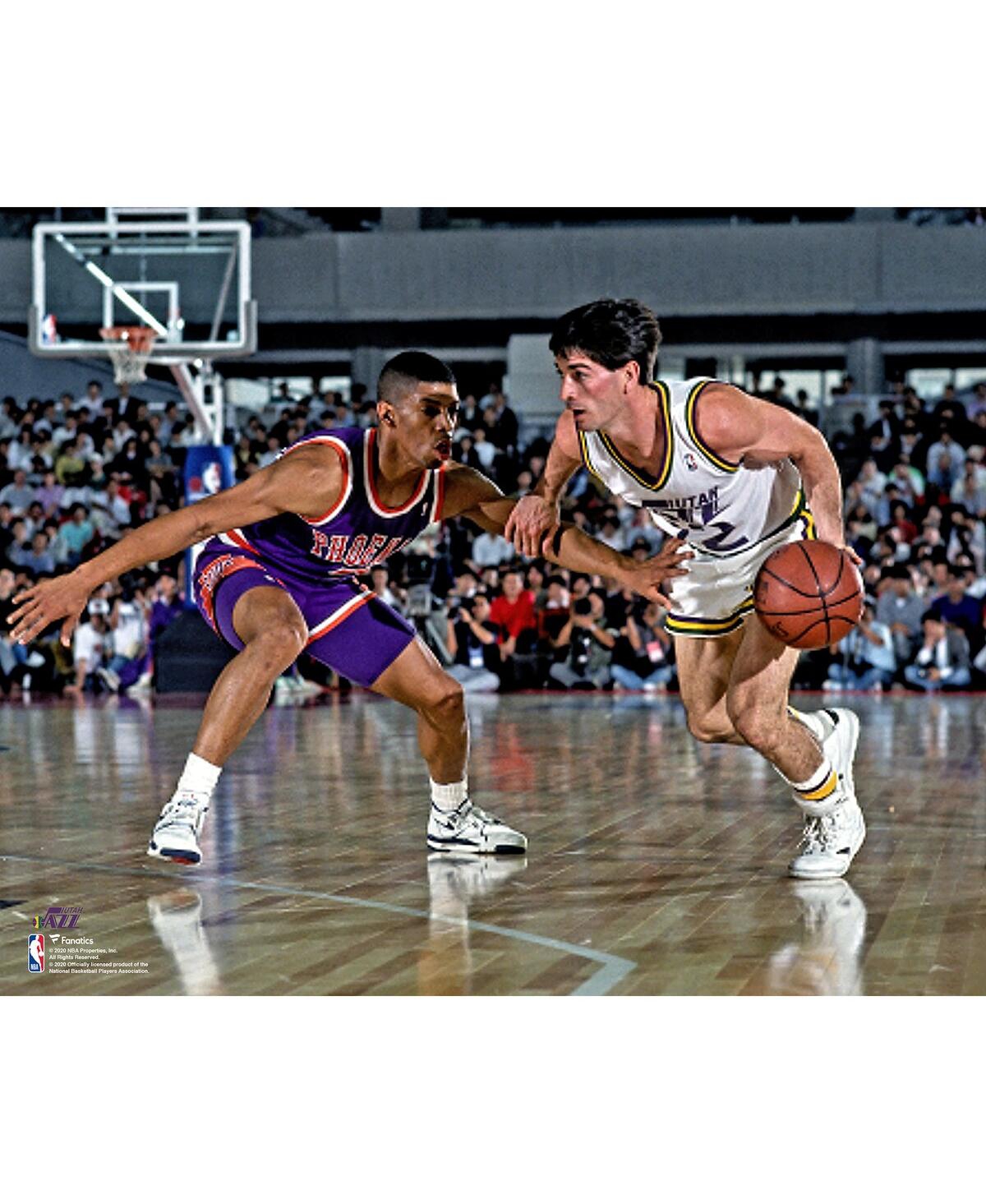 Fanatics Authentic John Stockton Utah Jazz Unsigned Dribbling Vs. Kevin Johnson Photograph In Multi