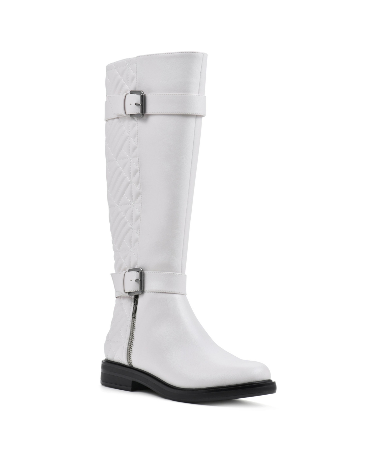 White Mountain Women's Madilynn Regular Calf Tall Shaft Boot In White Smooth With Faux Fur