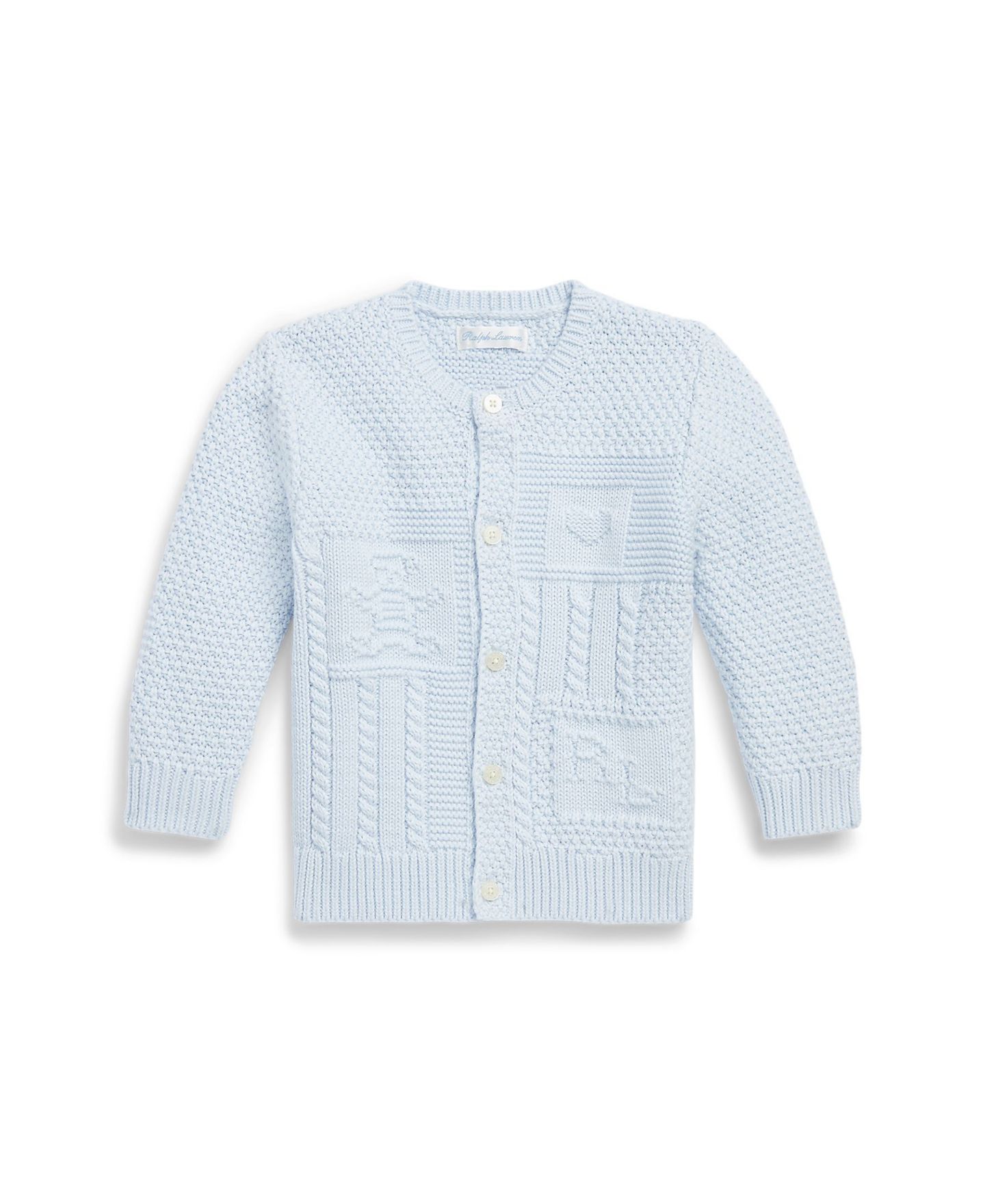 Кардиган Polo Ralph Lauren Contrast-Knit Long-Sleeve Cardigan для малышей, цвет: Синий — фото 1