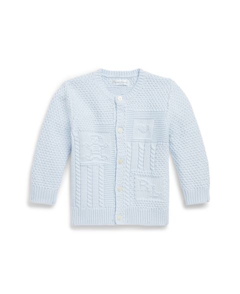 Кардиган Polo Ralph Lauren Contrast-Knit Long-Sleeve Cardigan для малышей, цвет: Синий