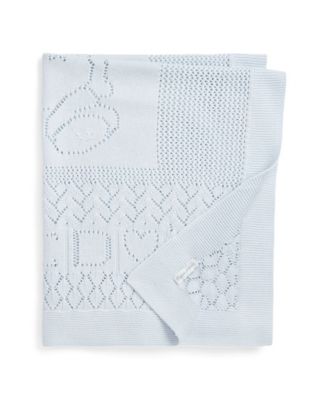 Polo Ralph Lauren Baby Boys or Girls Pointelle Knit Cotton Blanket - Beryl Blue 90$