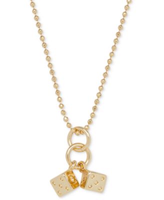 Lucky Brand - Gold-Tone Lucky Dice Ball Chain Pendant Necklace, 15-1/2" + 3" extender