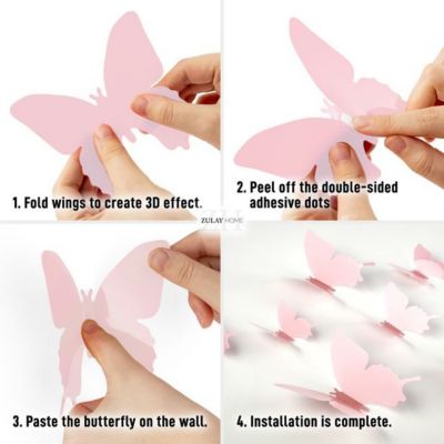 3D Removable Butterfly Wall Decor with 3 Wing Designs - 24pcs