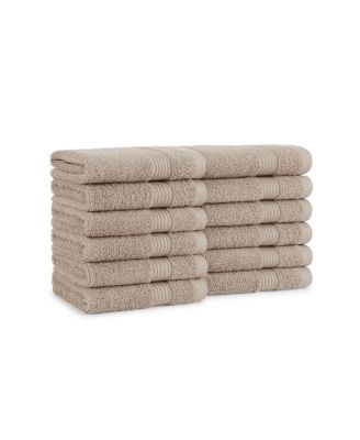 600 GSM Ringspun Cotton Washcloths, 12-Pack, 13" x 13" with Striped Dobby Border