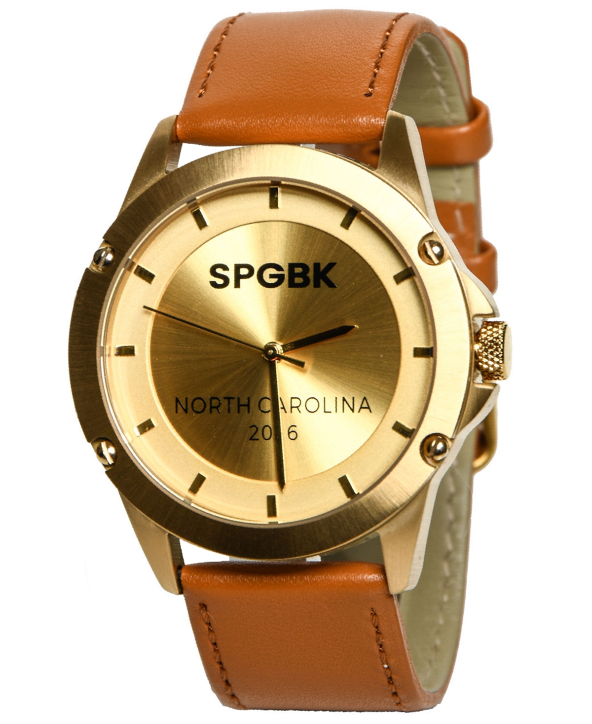 Shop Spgbk Watches Men's Ferguson Three Hand Quartz Tan Leather Watch 44mm
