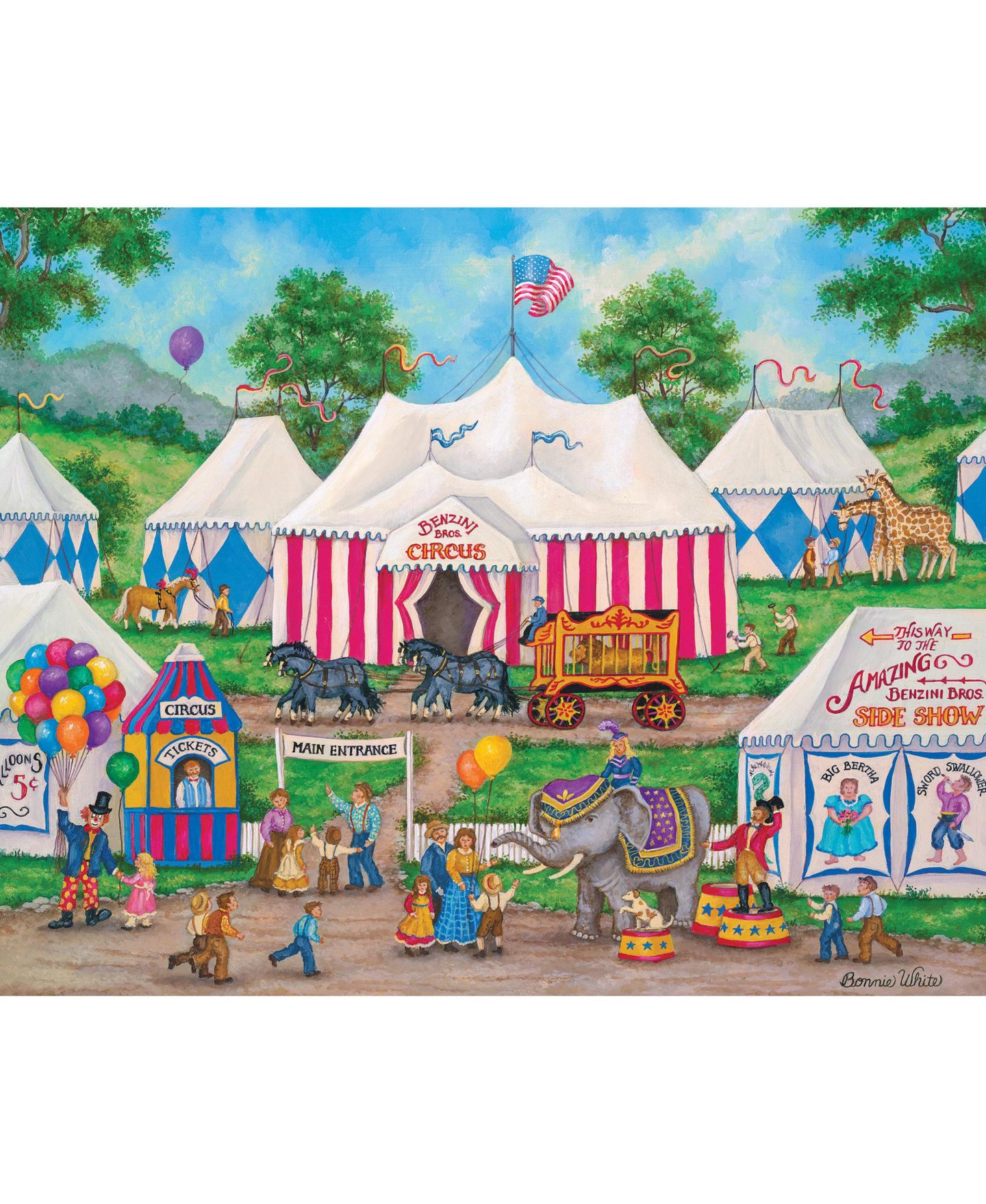 Детские игрушки MasterPieces Puzzles Bonnie White Folk Art 12-Pack Jigsaw Puzzles, Ages 14+ — фото 4