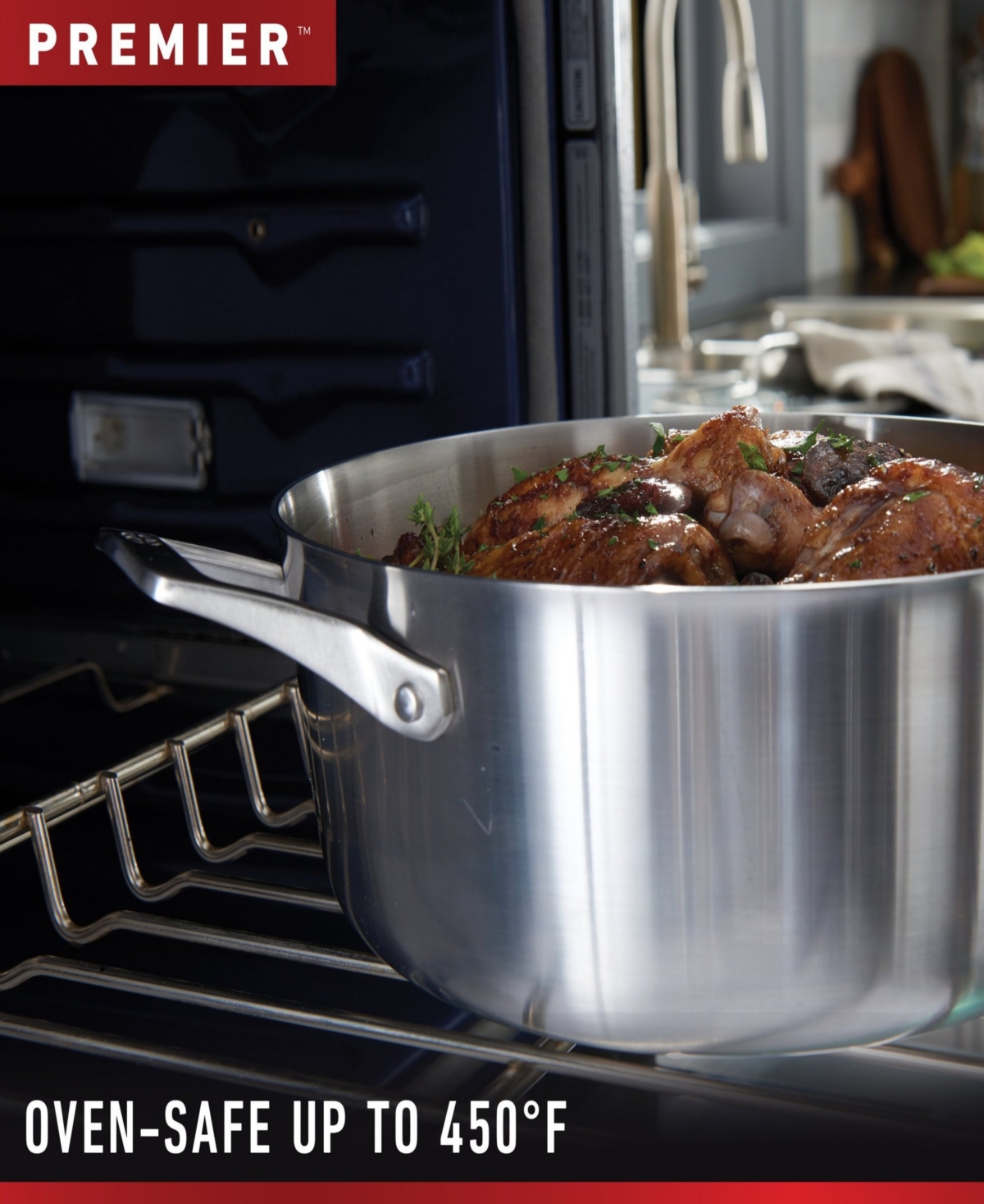 Calphalon PremierCookware, 3.5-Quart Sauce Pan with Pour and Strain Cover - Stainless Steel