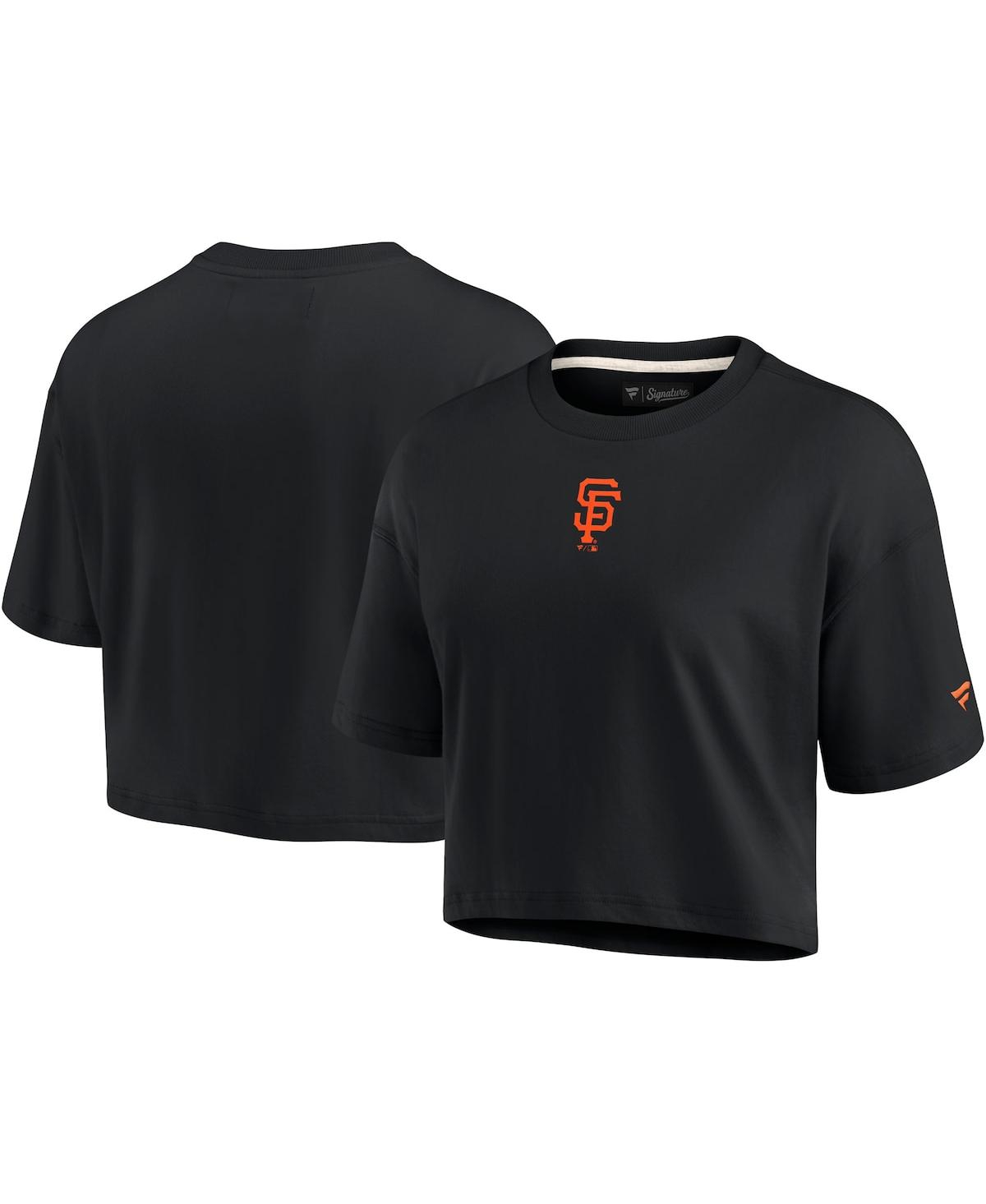 Shop Fanatics Signature Women's  Black San Francisco Giants Super Soft Short Sleeve Cropped T-shirt