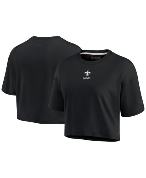 Женская футболка Fanatics Signature Black New Orleans Saints Super Soft Short Sleeve Cropped