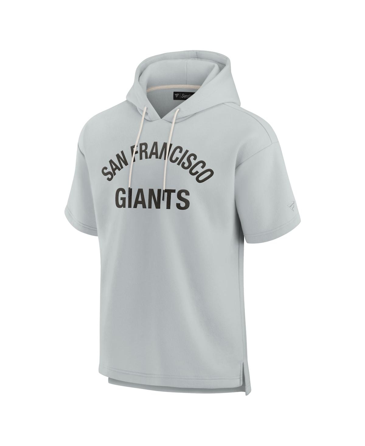 Shop Fanatics Signature Men's And Women's  Gray San Francisco Giants Super Soft Fleece Short Sleeve Hoodie