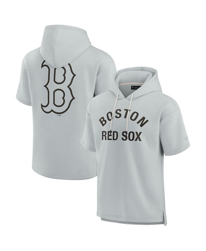 Unisex Fanatics Signature Gray Boston Red Sox Super Soft Fleece Short Sleeve Hoodie Size: Small