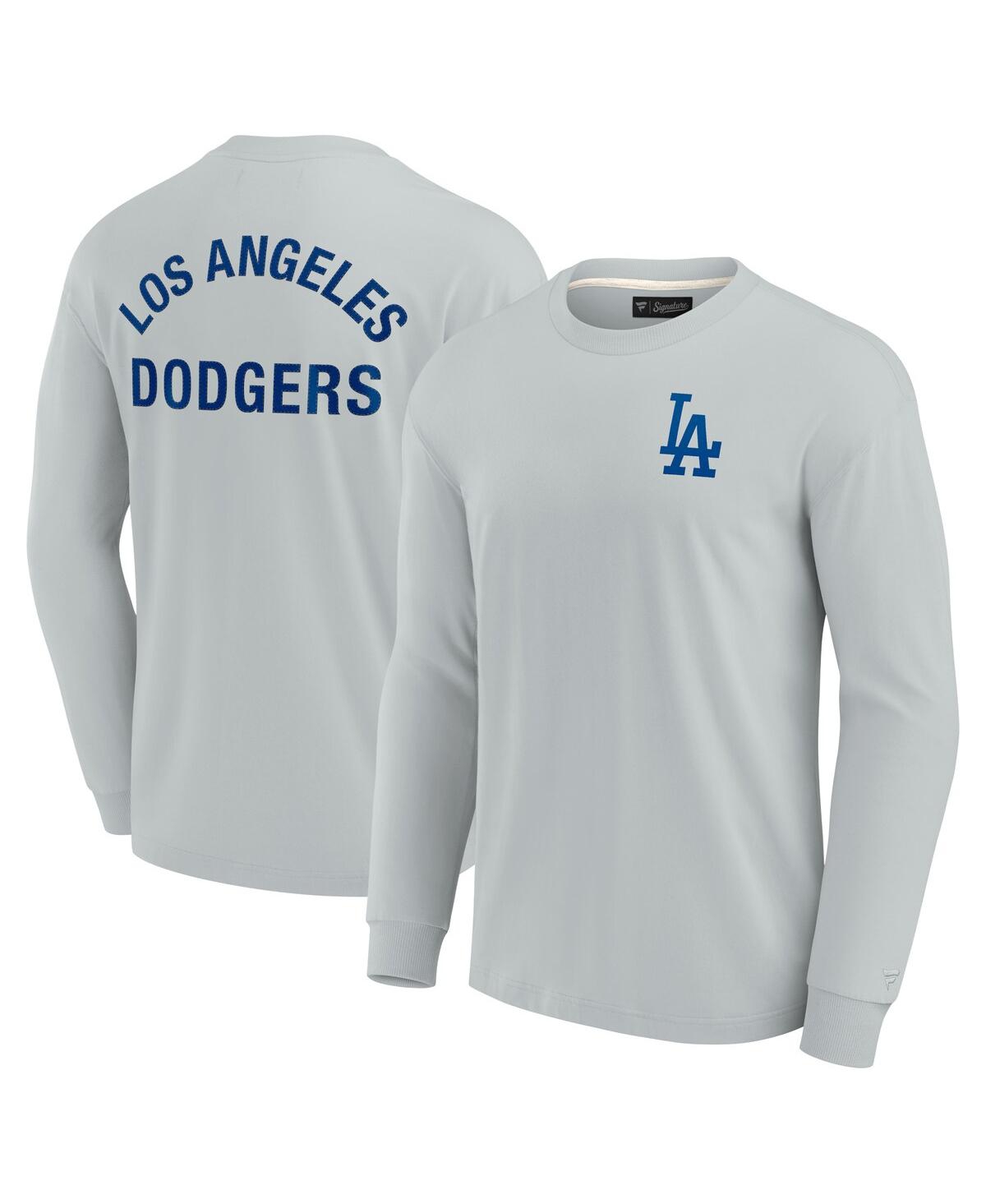Fanatics Signature Men's And Women's  Gray Los Angeles Dodgers Super Soft Long Sleeve T-shirt