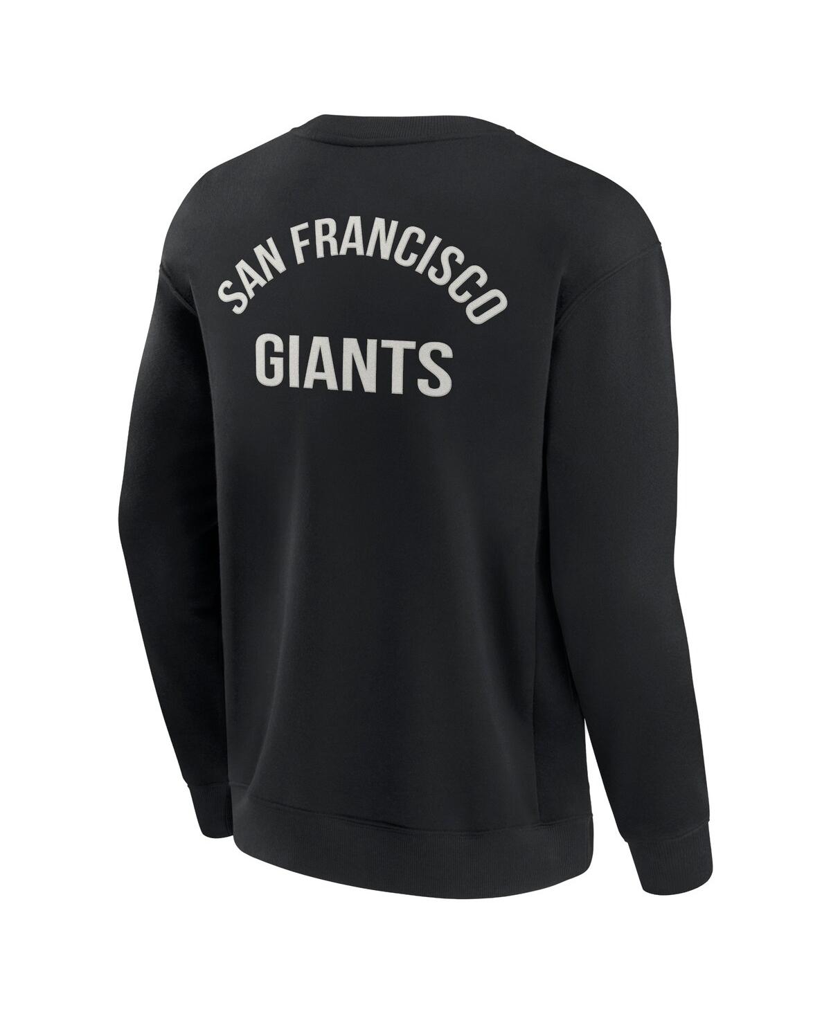 Shop Fanatics Signature Men's And Women's  Black San Francisco Giants Super Soft Pullover Crew Sweatshirt