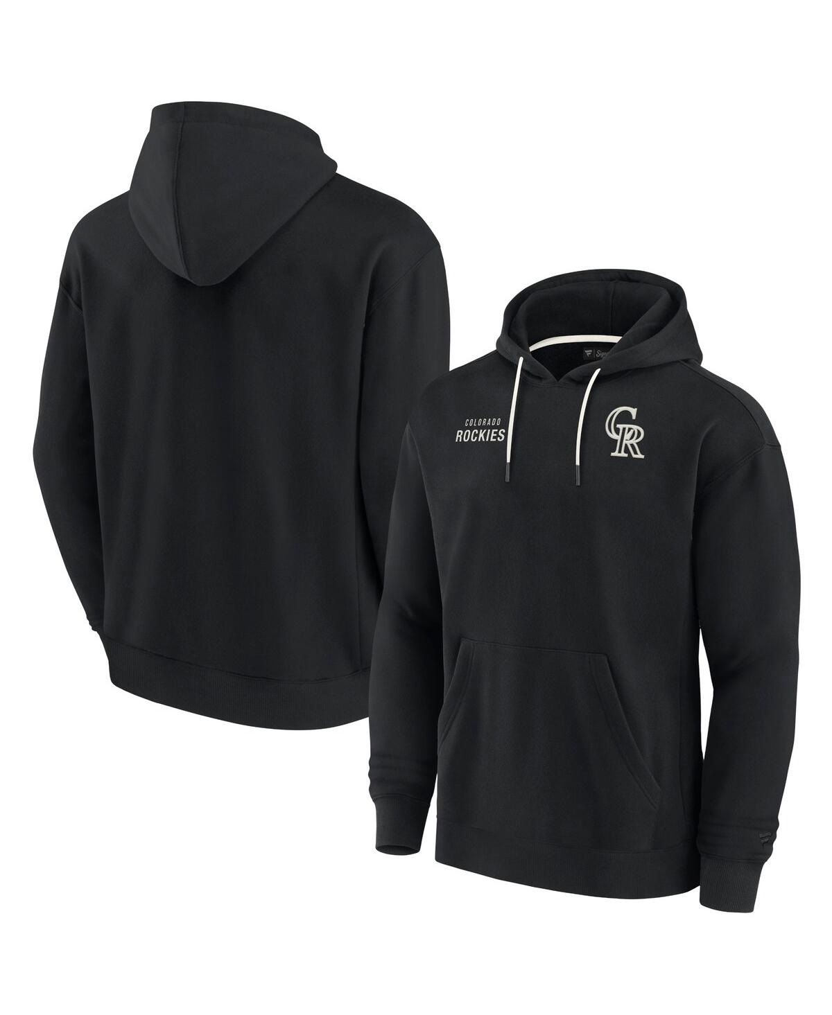 Shop Fanatics Signature Men's And Women's  Black Colorado Rockies Super Soft Fleece Pullover Hoodie