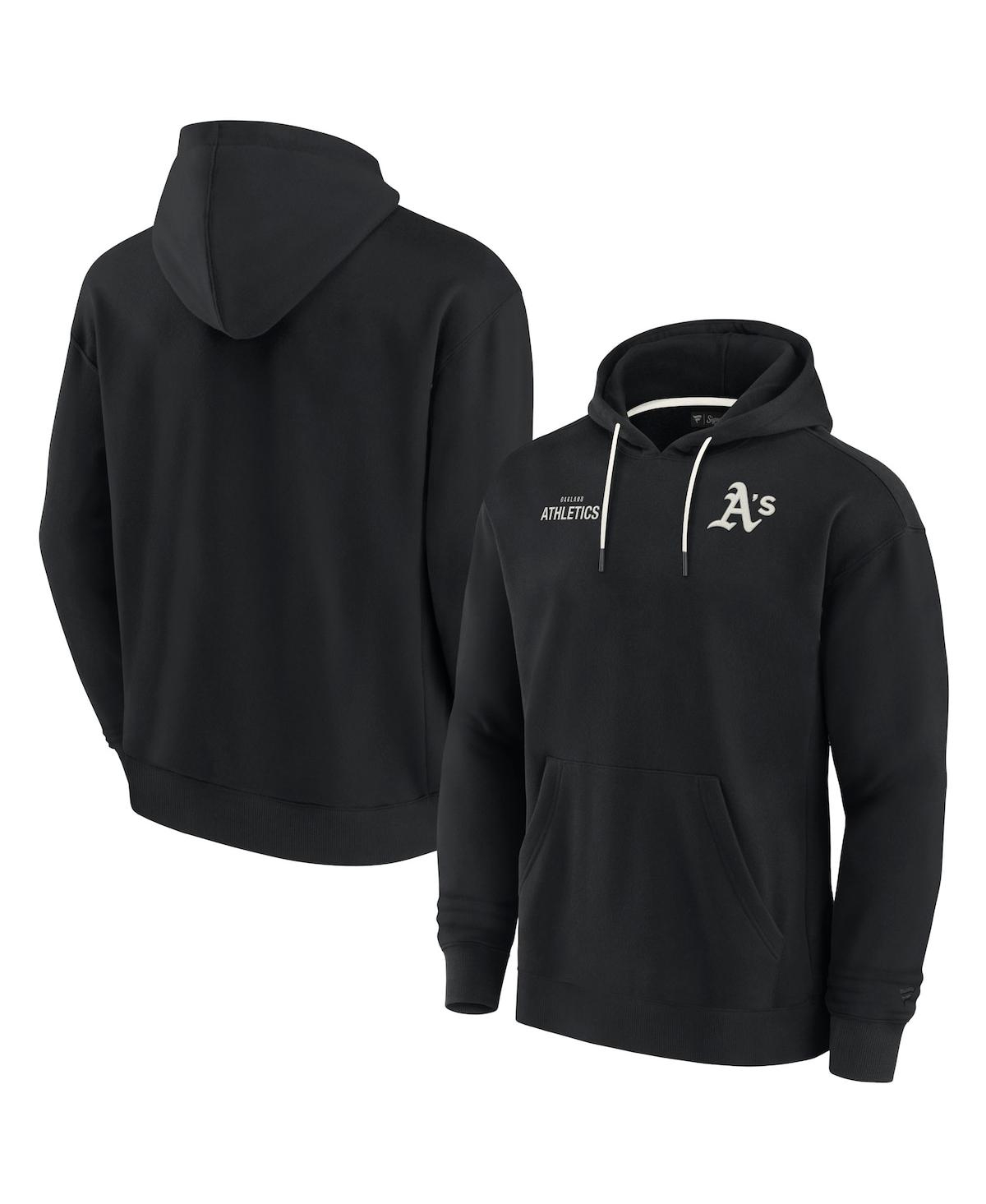 Fanatics Signature Men's And Women's  Black Oakland Athletics Super Soft Fleece Pullover Hoodie In Black