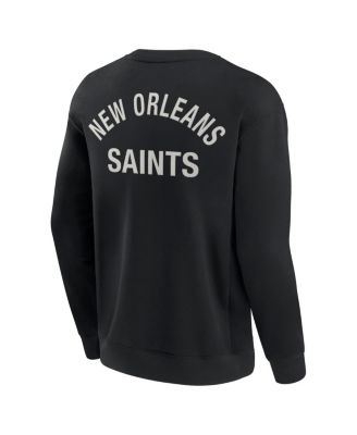 Men's and Women's Black New Orleans Saints Super Soft Pullover Crew Sweatshirt