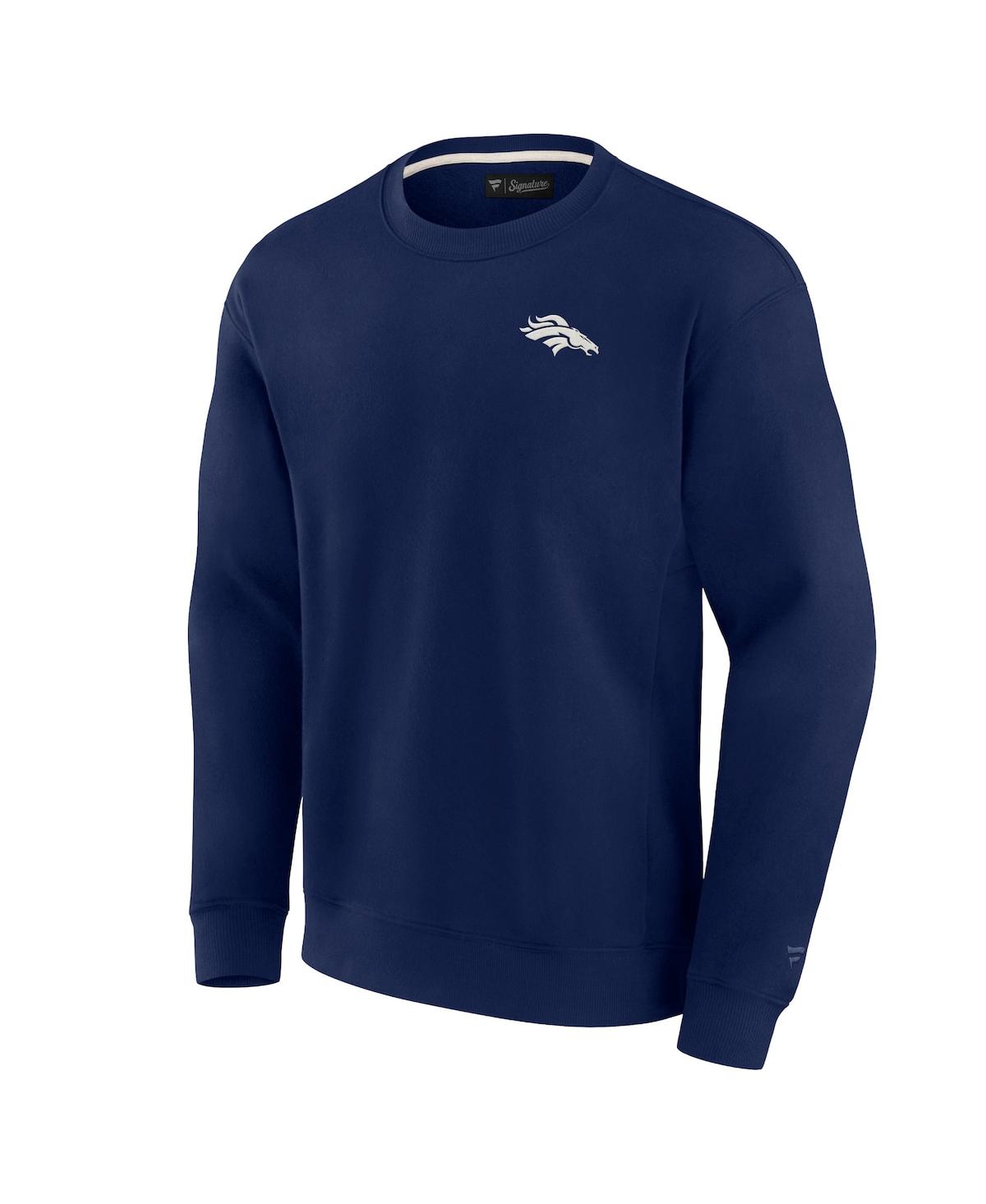 Shop Fanatics Signature Men's And Women's  Navy Denver Broncos Super Soft Pullover Crew Sweatshirt