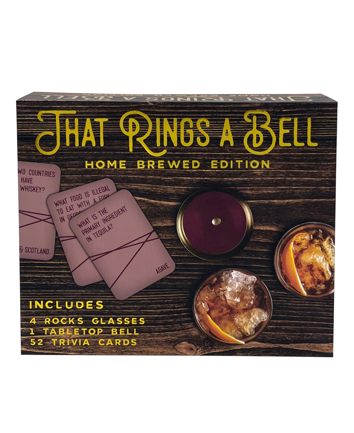Tmd Holdings That Rings A Bell Trivia Game Boxed Game With 4 Rocks Glasses, Tabletop Bell And 52 Trivia Cards 10 In Multi