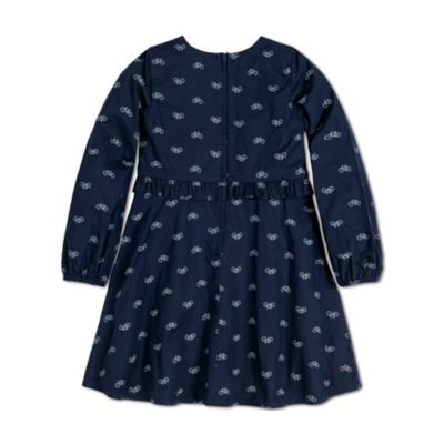 Toddler Girls Long Sleeve Ruffle Waist Dress