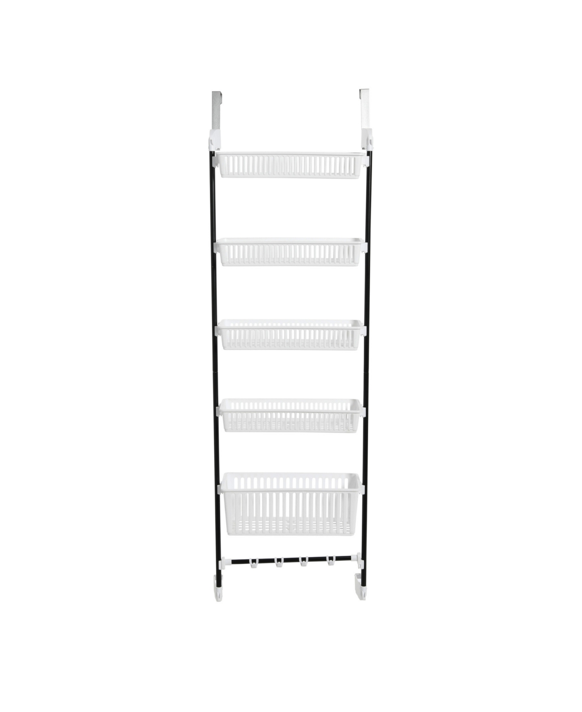 Shop Household Essentials Over The Door 5 Basket Rack With Hooks With Frame In White