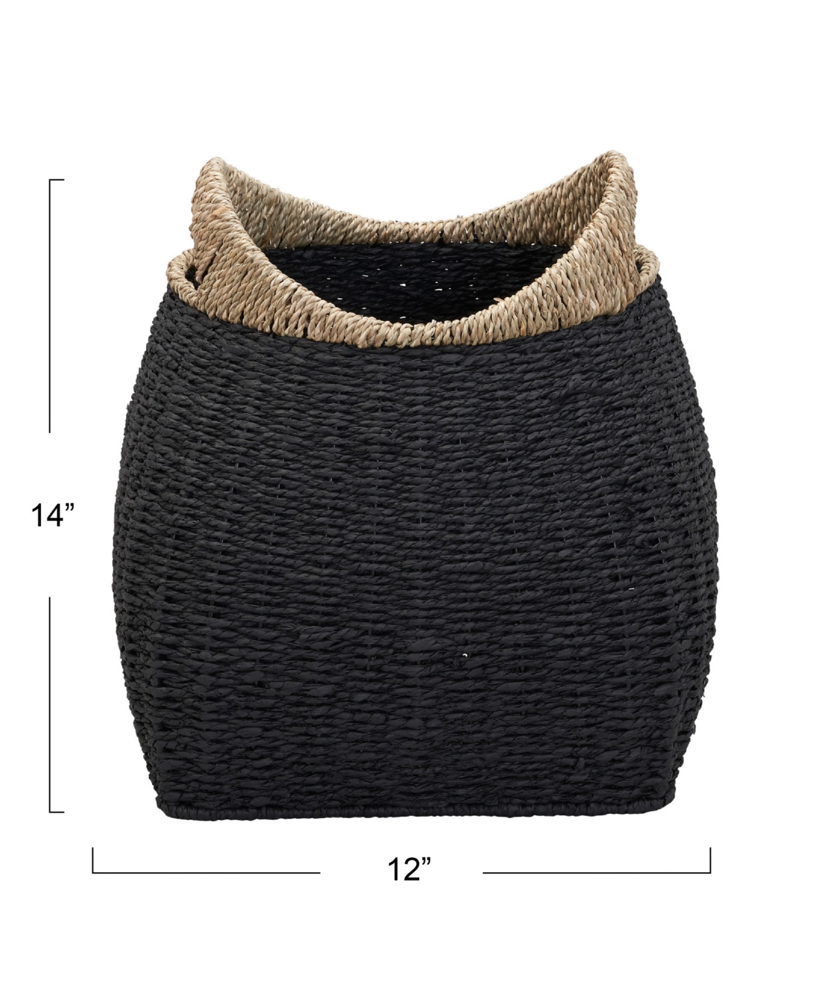Household Essentials Handle Basket Two Tone Paper In Matte Black