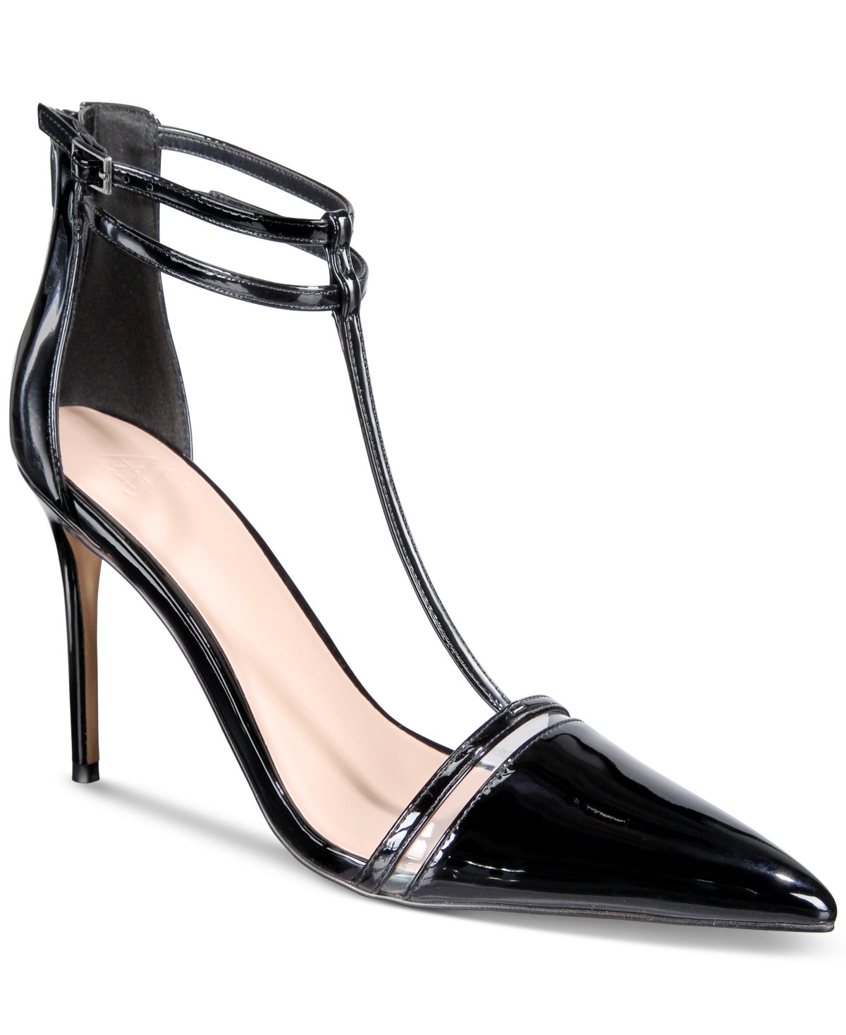 Aaj By Aminah Yvonne Ankle-strap Pointed-toe Pumps In Black